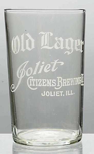 Appraisal: Joliet Citizens Old Lager Acid-Etched Beer Glass One crack to