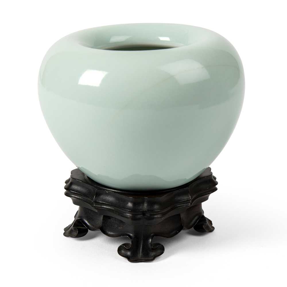 Appraisal: CELADON-GLAZED GLOBULAR WATER POT PINGGUOZUN YONGZHENG MARK the globular body