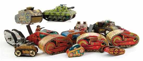 Appraisal: Collection of vintage tank toys by Marx and others early