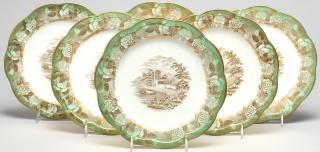 Appraisal: Set of Wedgwood Etruria Porcelain Plates With scalloped gilt edges