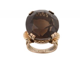 Appraisal: Vintage Smoky Quartz k Rose Gold Ring ctw A large