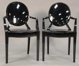 Appraisal: Pair of Phillipe Starek black Luis Ghost chairs by Kartell