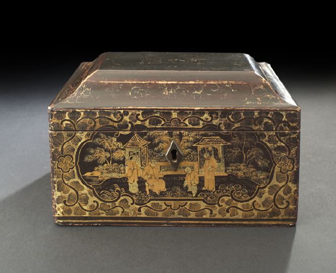 Appraisal: Chinese Export Black and Gold Lacquered Table Box second quarter