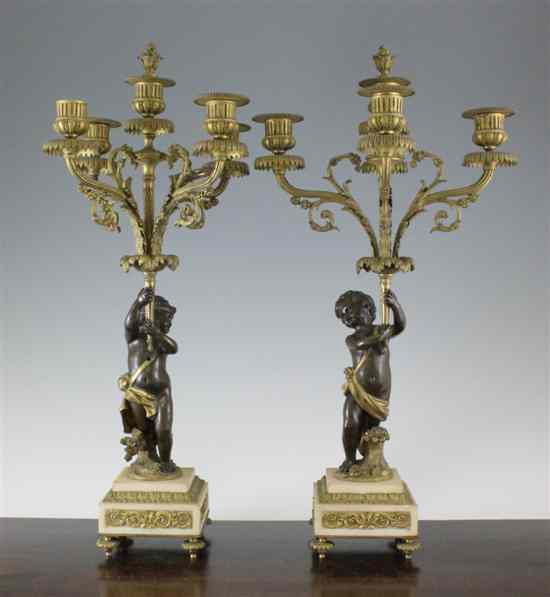 Appraisal: A pair of late th century French bronze and ormolu