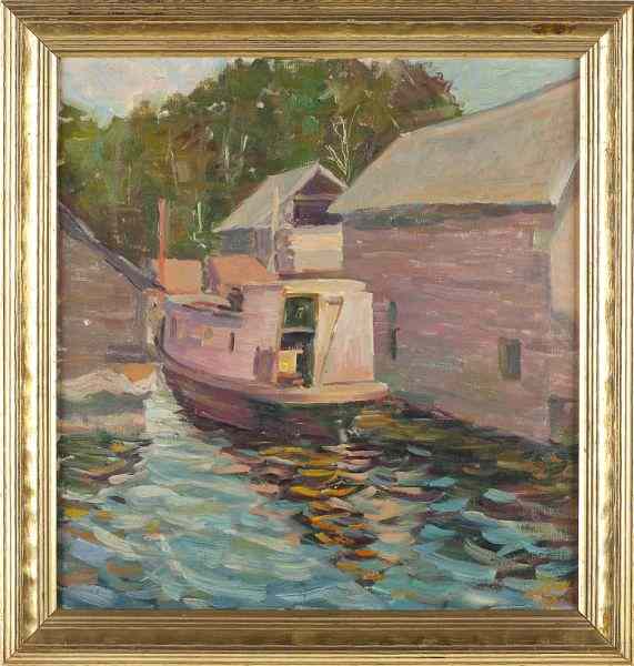 Appraisal: Continental School th c The Houseboatoil on canvas signed ''Jan'Zan