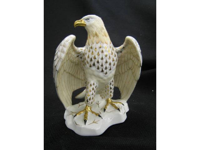 Appraisal: Herend Porcelain Eagle Figurine with gold fishnet decor limited edition