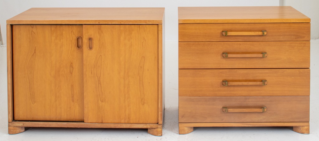 Appraisal: MID-CENTURY MODERN BLONDE WOOD CABINET DRESSER Mid-Century Modern blonde wood