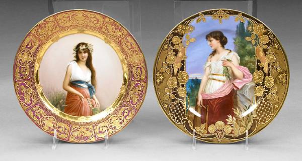 Appraisal: Two Vienna style porcelain cabinet plates late th early th