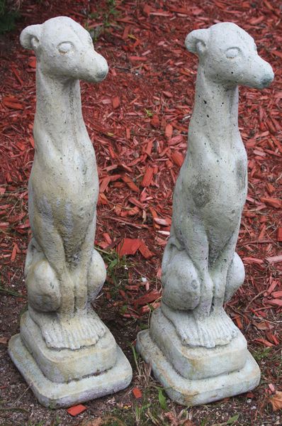 Appraisal: Pair of cement whippet garden figures h Good condition EST