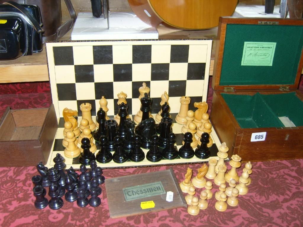 Appraisal: A boxed set of Staunton chessmen together with a further