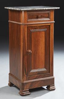 Appraisal: Louis Philippe Carved Cherry Marble Top Nightstand Louis Philippe Carved