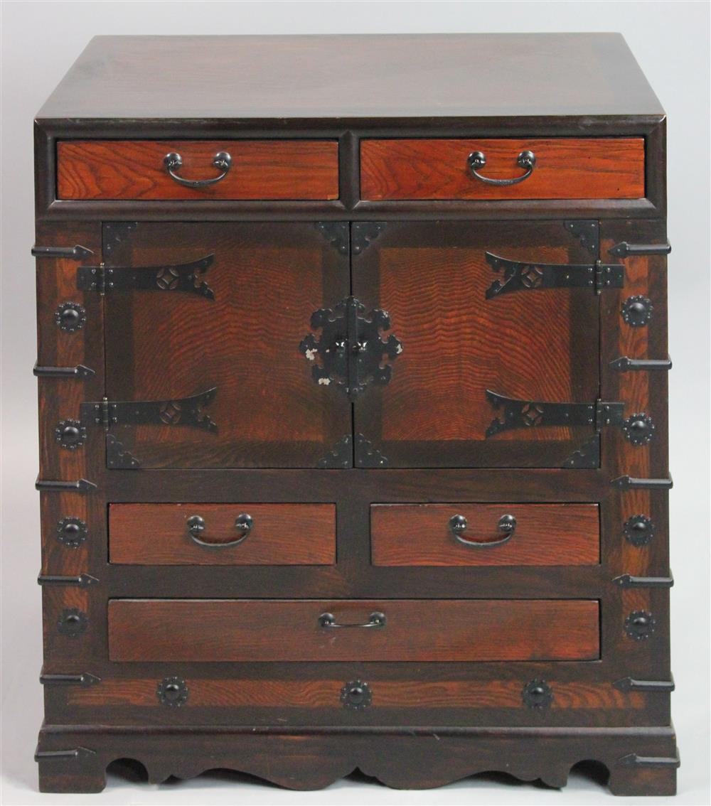 Appraisal: JAPANESE IRON MOUNTED TANSU h w d in Provenance Property