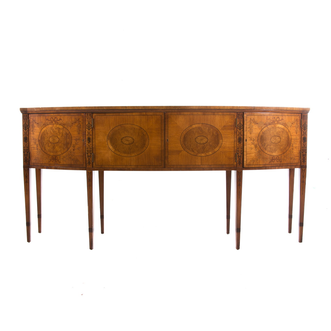 Appraisal: Edwardian Adam style marquetry sideboard early th century flat top