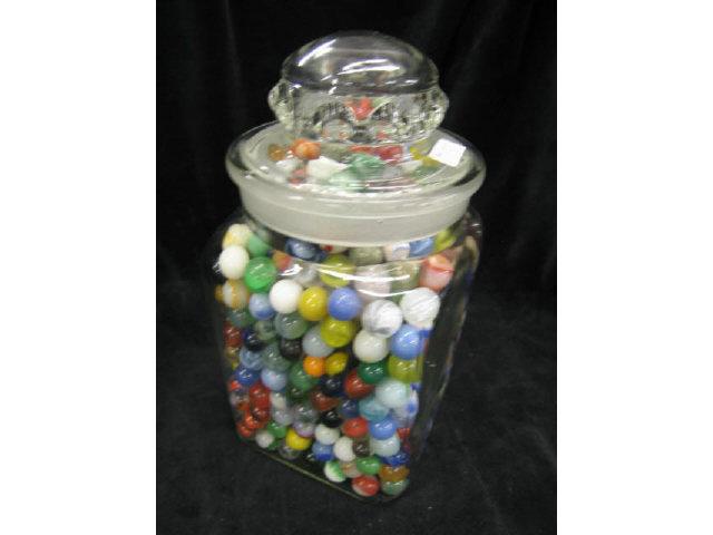 Appraisal: Jar Full of Glass Marbles wide variety plus a few