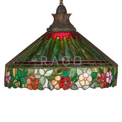 Appraisal: GORHAM Attr Large hanging fixture with floral band USA s