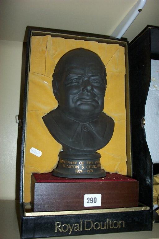 Appraisal: A Royal Doulton black basalt type bust of Sir Winston