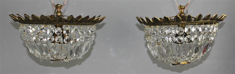 Appraisal: PAIR OF CLASSICAL STYLE GILT METAL AND CUT GLASS DOMED