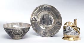 Appraisal: THREE RUSSIAN SILVER ITEMS Group of three Russian Silver and