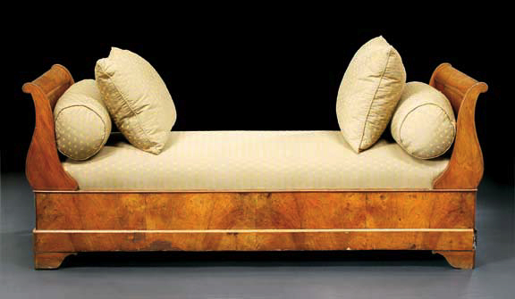 Appraisal: Restauration Walnut Daybed second quarter th century the padded seat