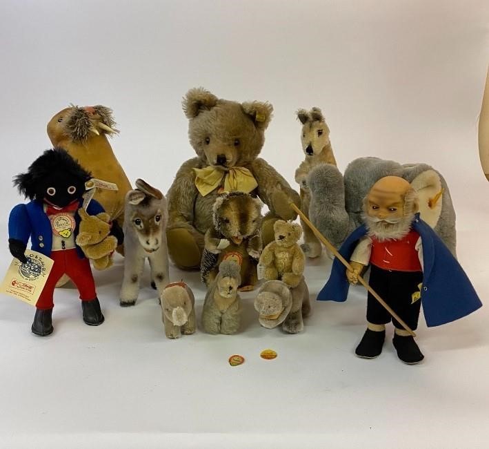 Appraisal: Twelve Steiff figures including a mohair Teddy bear with tag