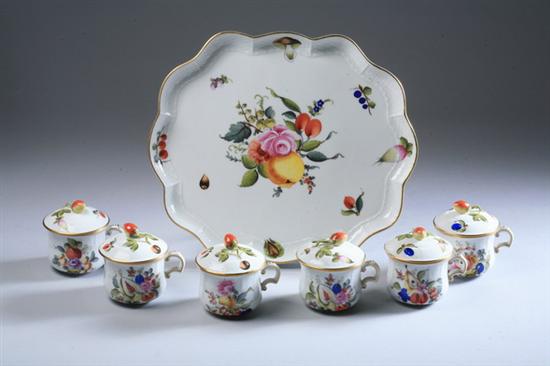 Appraisal: SIX HEREND PORCELAIN P TS-DE-CR MES WITH COVERS AND A