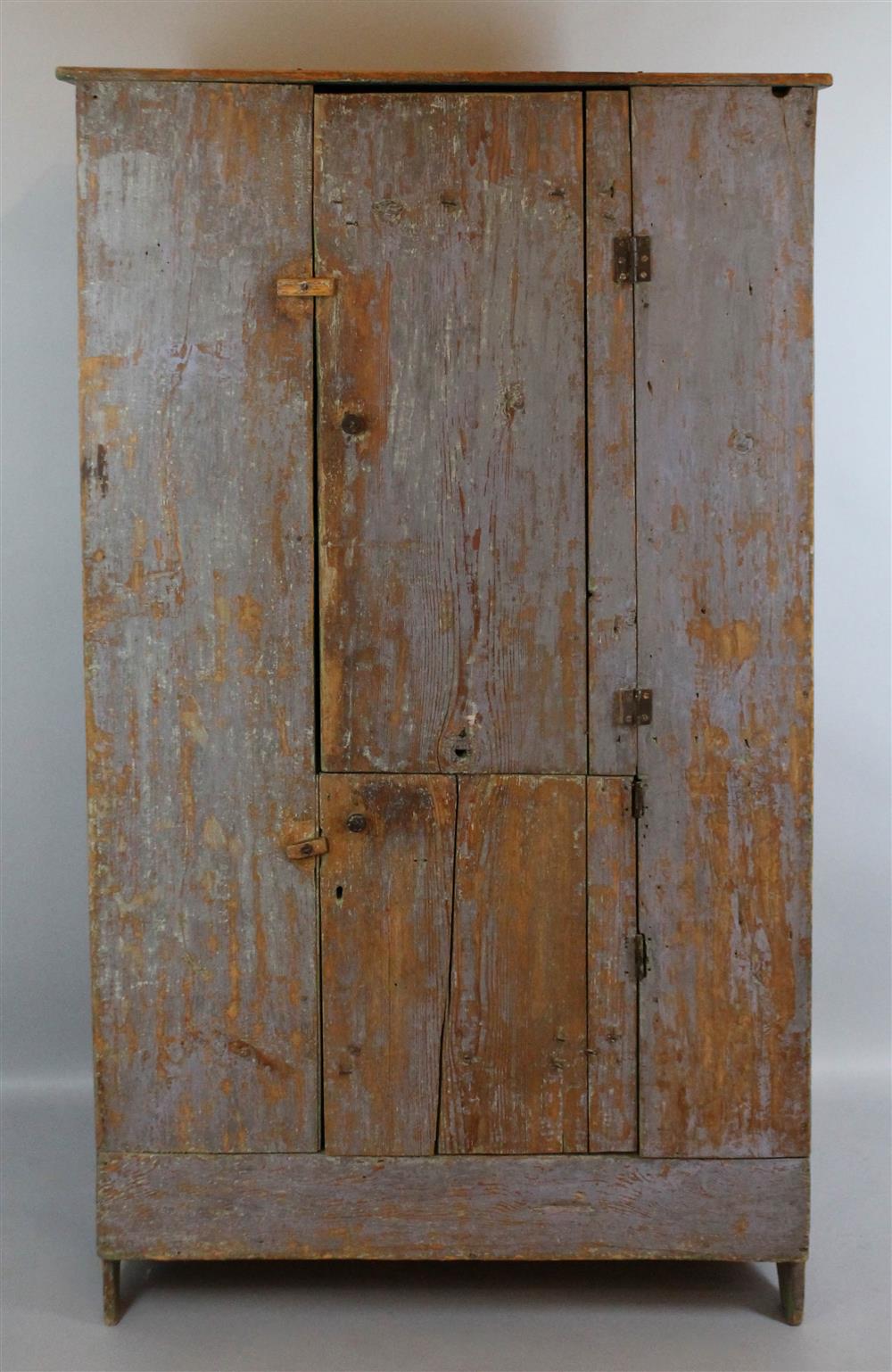 Appraisal: AMERICAN BLUE-GREY PAINTED CUPBOARD - h w d in