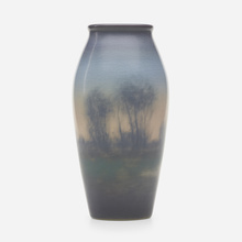 Appraisal: Edward T Hurley for Rookwood Pottery SCENIC VELLUM VASE USA