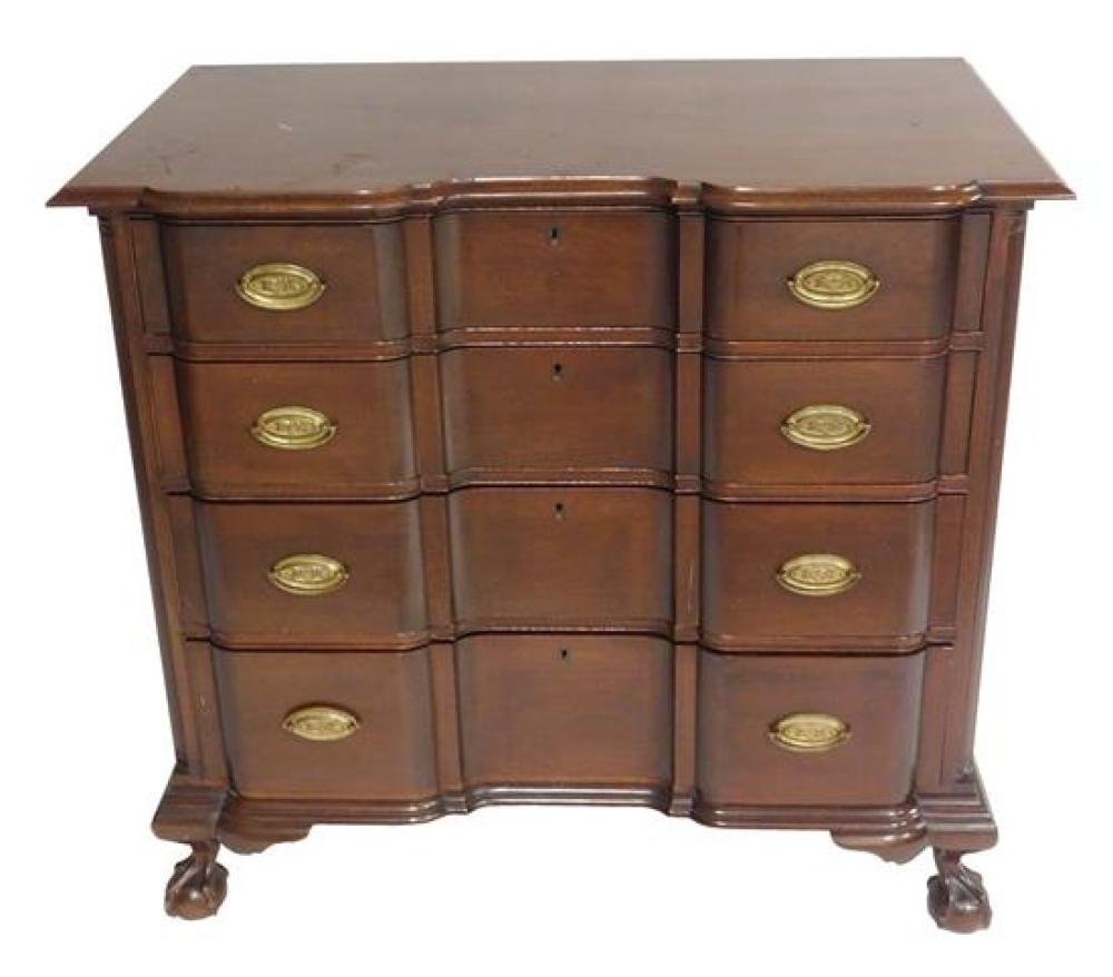 Appraisal: Block front Chippendale-form four drawer chest late th to early