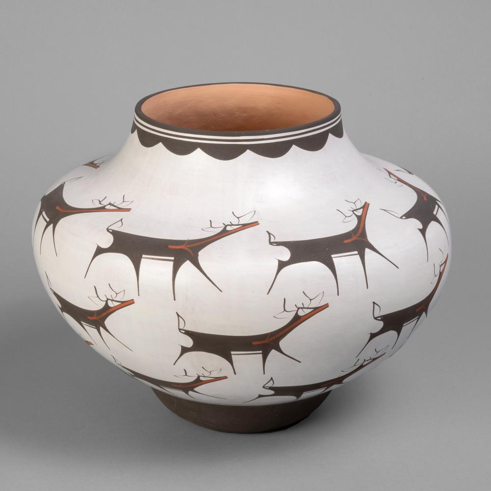 Appraisal: ANDERSON PEYNETSA POLYCHROME DEER POT Anderson Peynetsa Zuni th Century