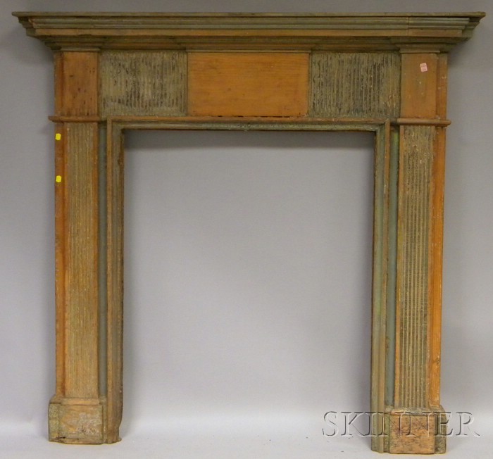 Appraisal: Painted Carved Pine Mantel ht wd dp interior ht wd