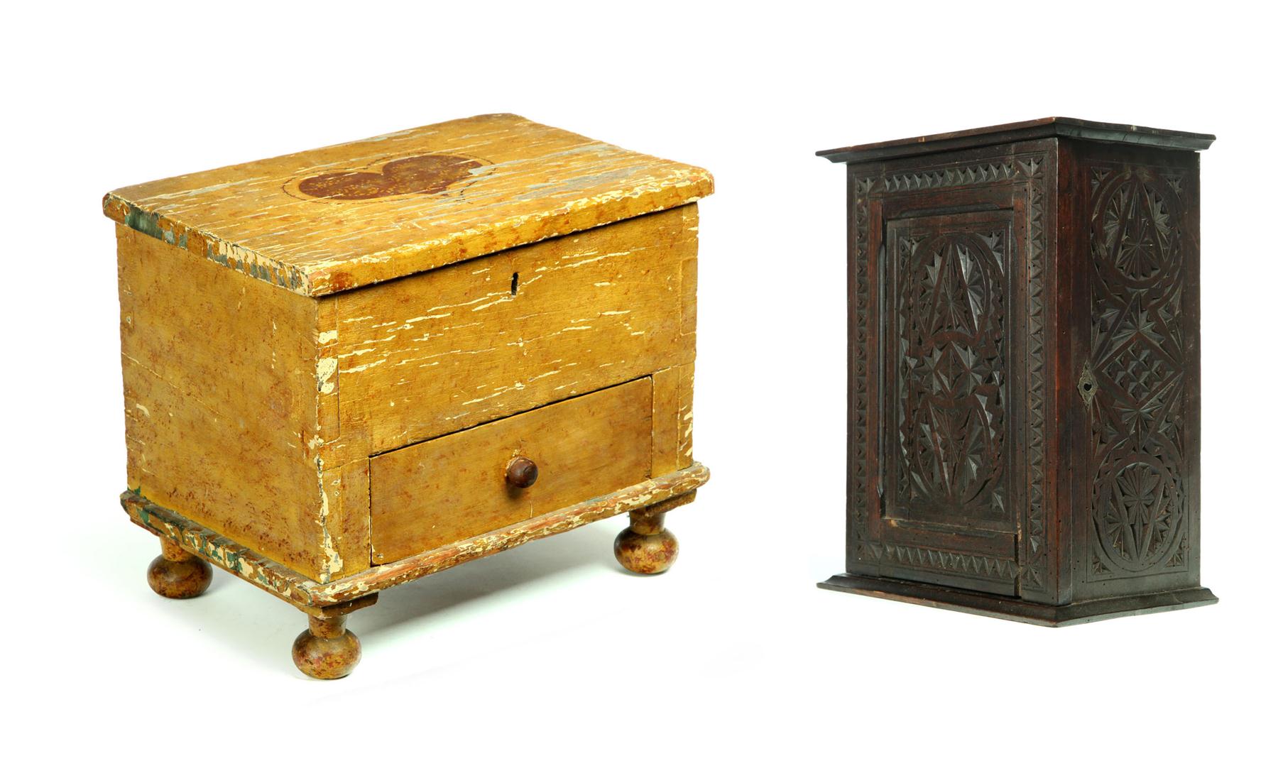 Appraisal: CABINET AND DECORATED BLANKET CHEST American and European th century