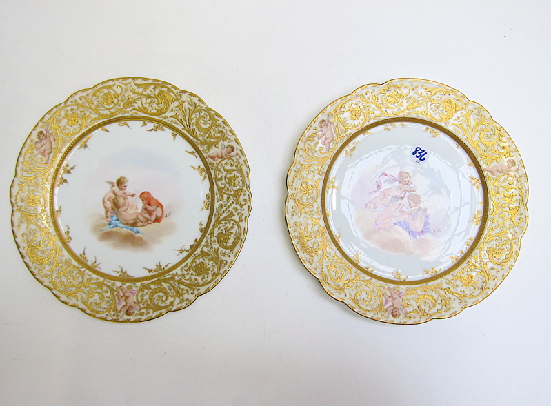 Appraisal: PAIR FRENCH PORCELAIN CABINET PLATES late th century hand painted