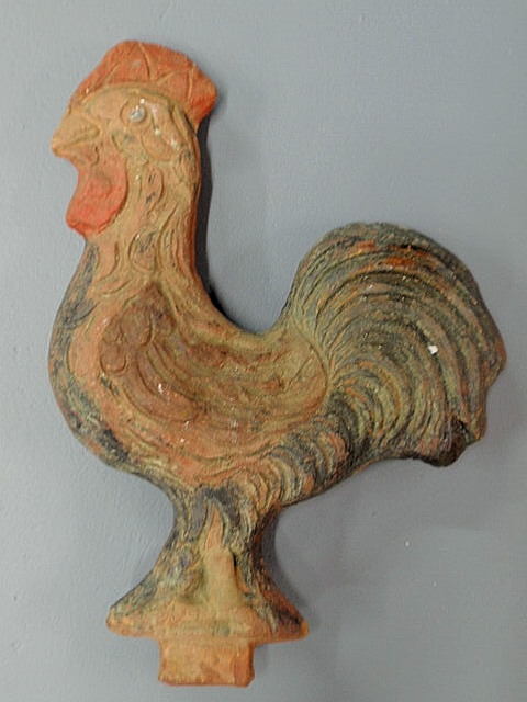 Appraisal: Molded terracotta rooster with paint decoration h x w