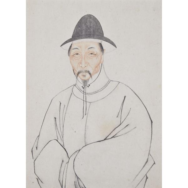 Appraisal: Korean School TWO PORTRAITS TH CENTURY Ink and colour on