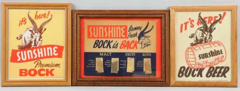 Appraisal: Lot of Cardboard Sunshine Bock Beer Signs Only light to