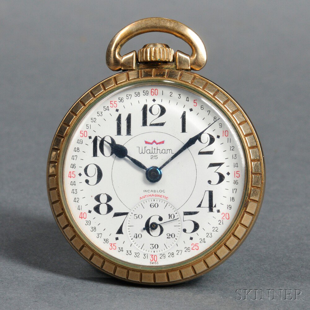 Appraisal: Waltham Swiss Pocket Watch dial marked Waltham Incabloc Antimagnetic stem-wind