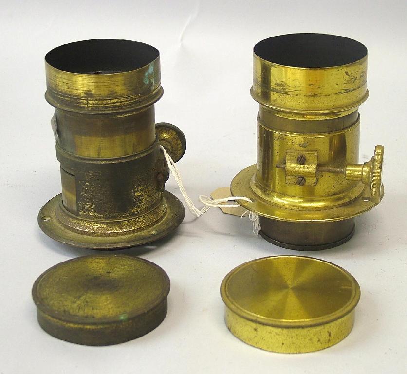 Appraisal: Two x th century rack pinion brass bound lenses and