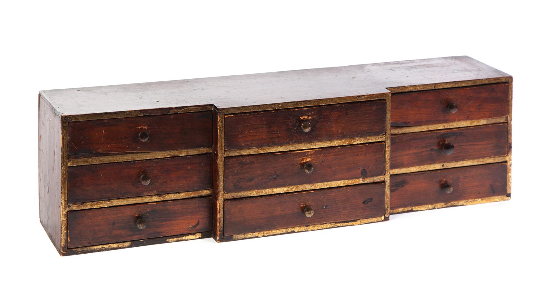 Appraisal: AMERICAN SET OF DRAWERS Late th century pine and poplar