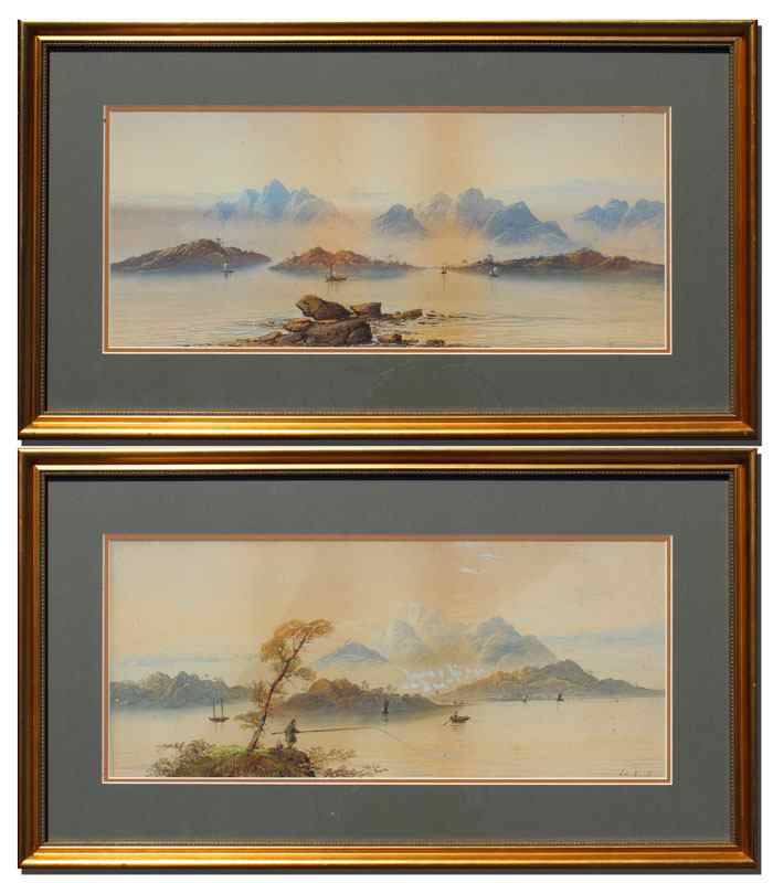 Appraisal: PAIR OF GOOD LAKESIDE PAINTINGS BY ED EARLE Each Watercolor