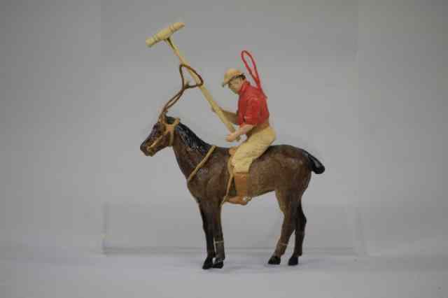 Appraisal: POLO PLAYER ON HORSE BACK DRESDEN ORNAMENT Germany very realistic