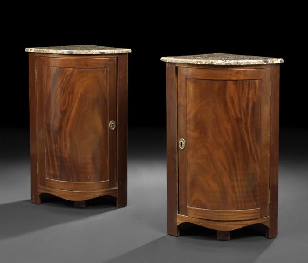 Appraisal: Pair of Continental Neoclassical Mahogany and Marble-Top Encoignures first quarter