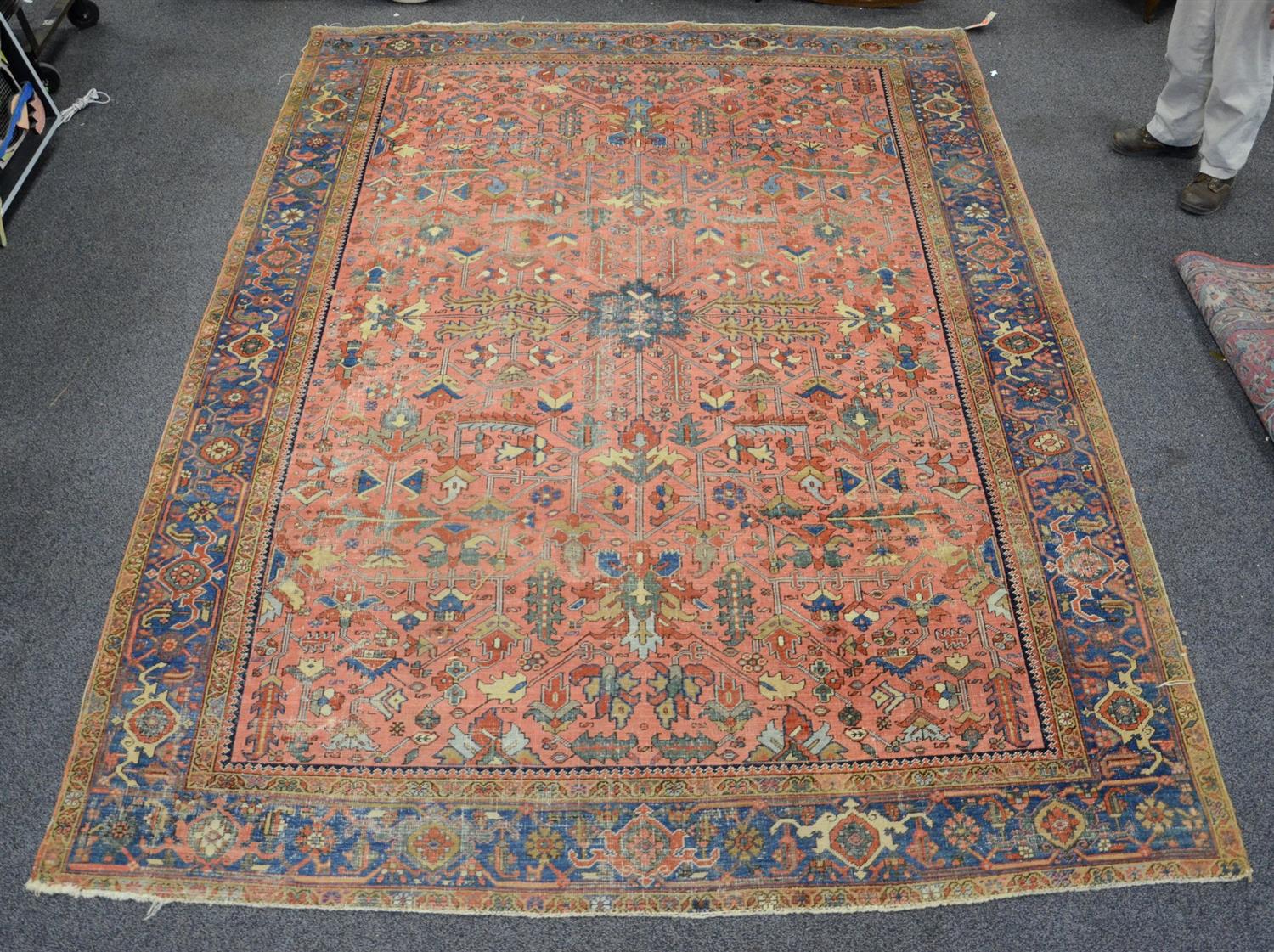 Appraisal: x Heriz rug with wear