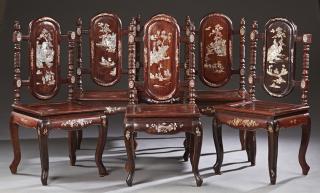 Appraisal: Set of Six Chinese Carved Rosewood Side Chairs Set of