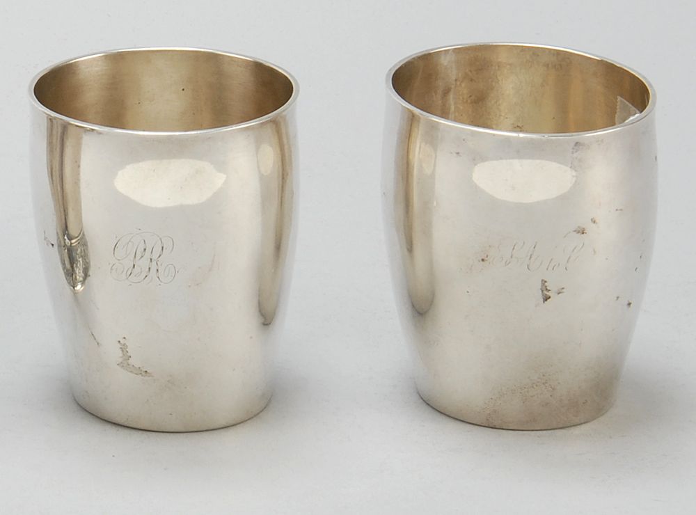 Appraisal: PAIR OF COIN SILVER TUMBLERS Circa By Henry Farnum of