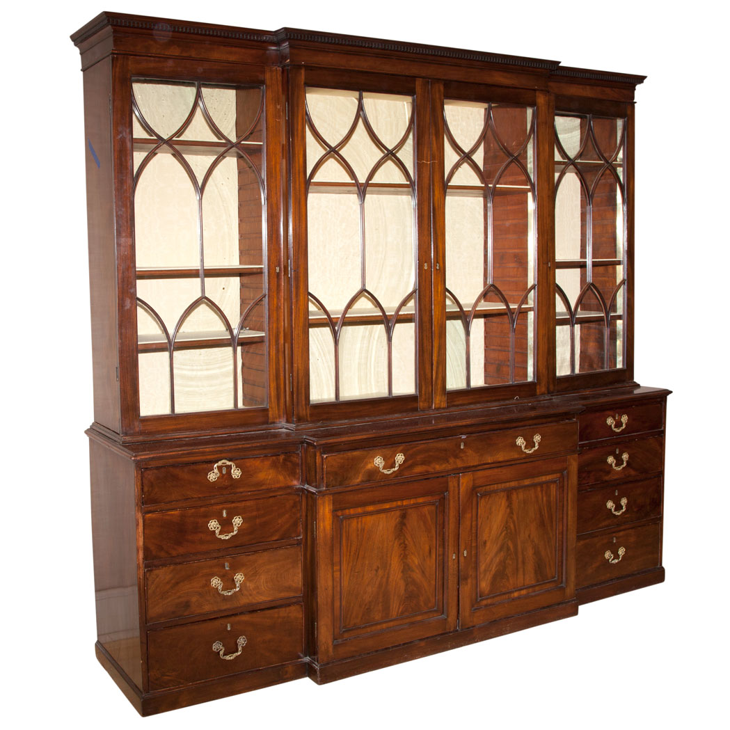 Appraisal: George III Mahogany Breakfront Bookcase Cabinet Third quarter of the