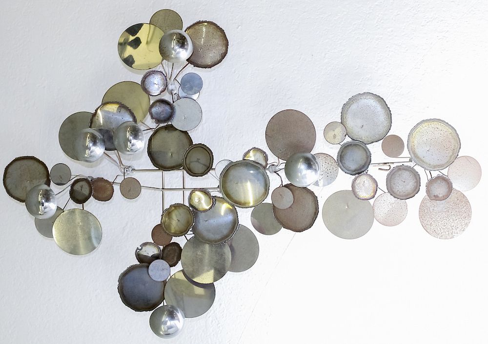 Appraisal: Curtis Jere Raindrops Chrome Steel Wall Sculpture Curtis Jere -