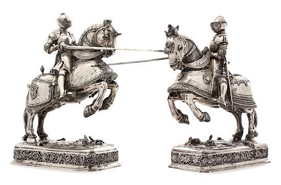 Appraisal: A Pair of German Silver Equestrian Groups Ludwig Neresheimer Hanau