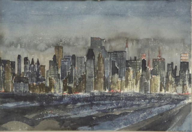 Appraisal: HANCOCK Theodore Watercolor Central Park South NY Signed and dated