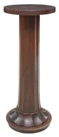 Appraisal: Art Deco mahogany column pedestal early th c round top