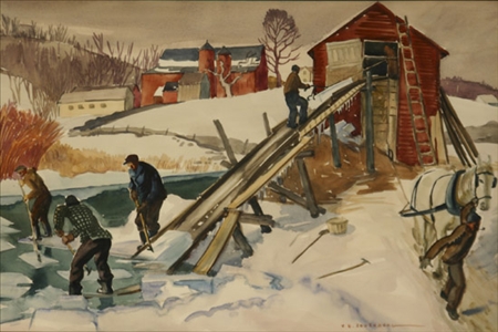 Appraisal: Yngve Edward Soderberg American - Harvesting Ice Signed Y E